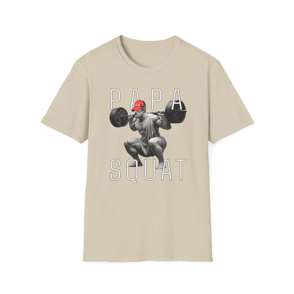 Papa Squat T-Shirt — Funny Weightlifting Dad Tee for Fitness Fathers