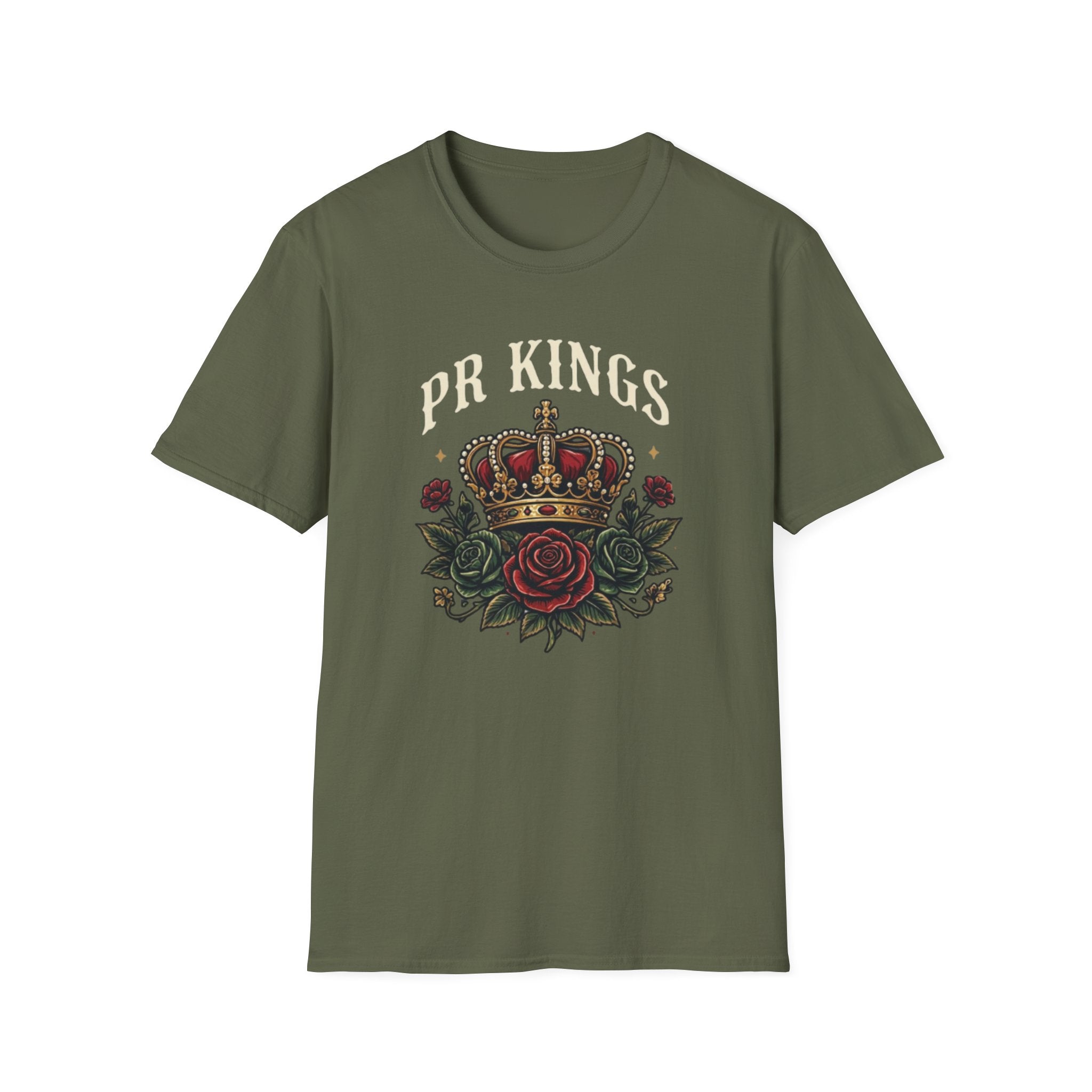 PR Kings Crown T‑Shirt — Vintage Rose Crest Graphic Tee