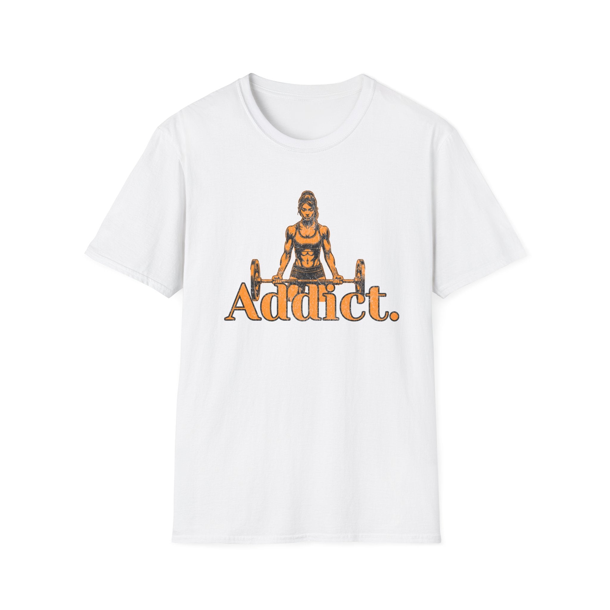 T-Shirt — "Addict" Weightlifting Graphic Tee (Women's Lifter Design)