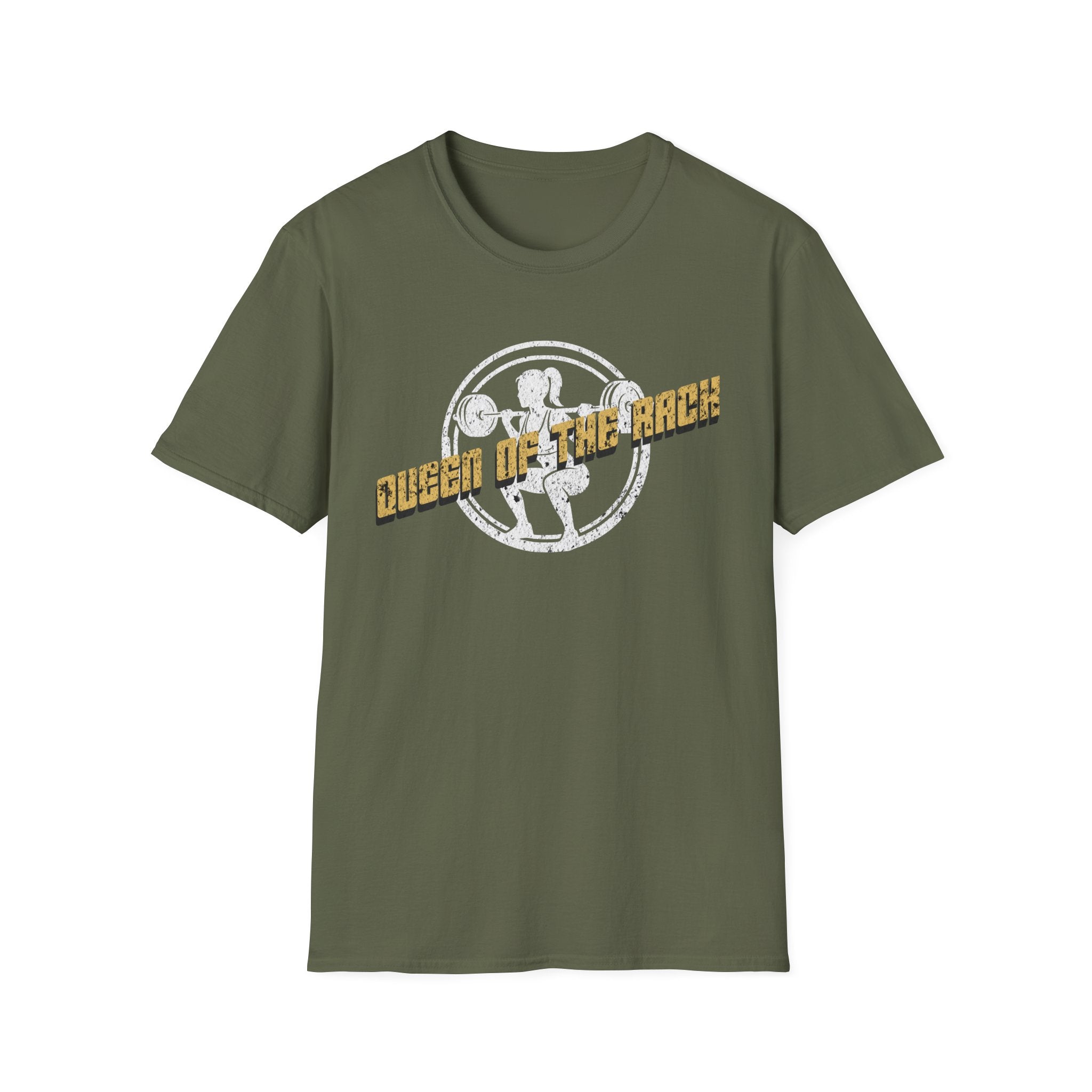 Queen of the Rack Weightlifting T-Shirt — Women's Barbell Squat Gym Tee