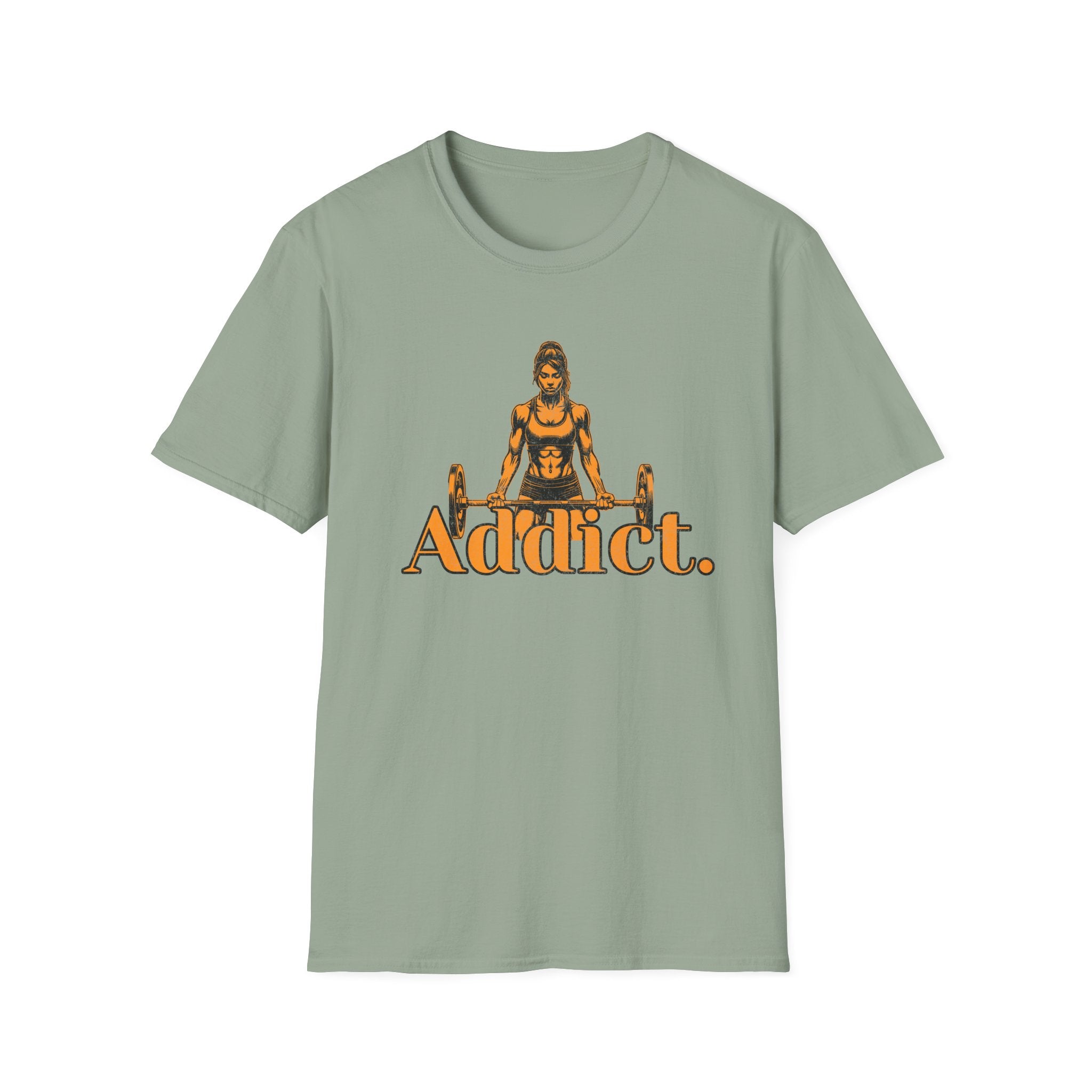 T-Shirt — "Addict" Weightlifting Graphic Tee (Women's Lifter Design)