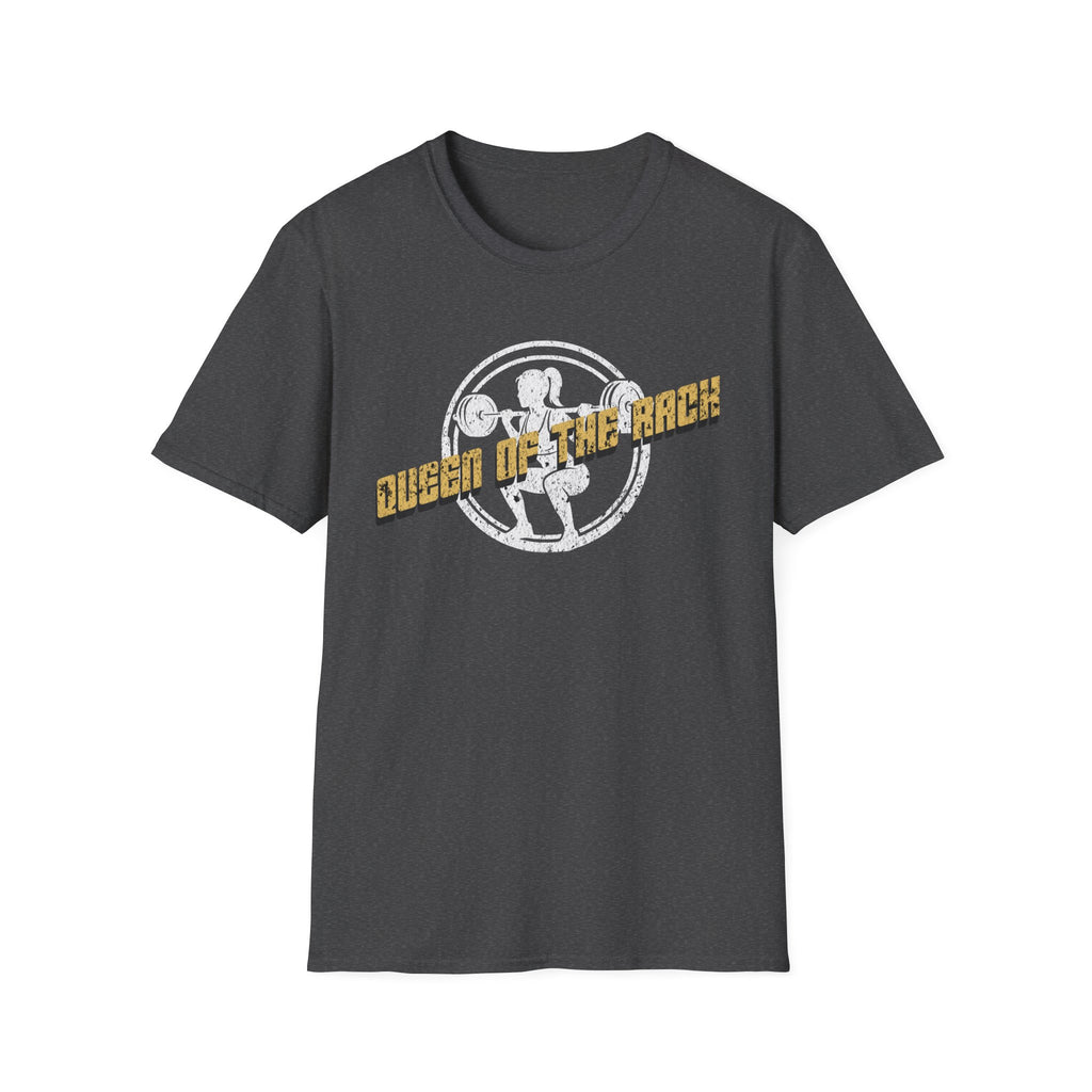 Queen of the Rack Weightlifting T-Shirt — Women's Barbell Squat Gym Tee