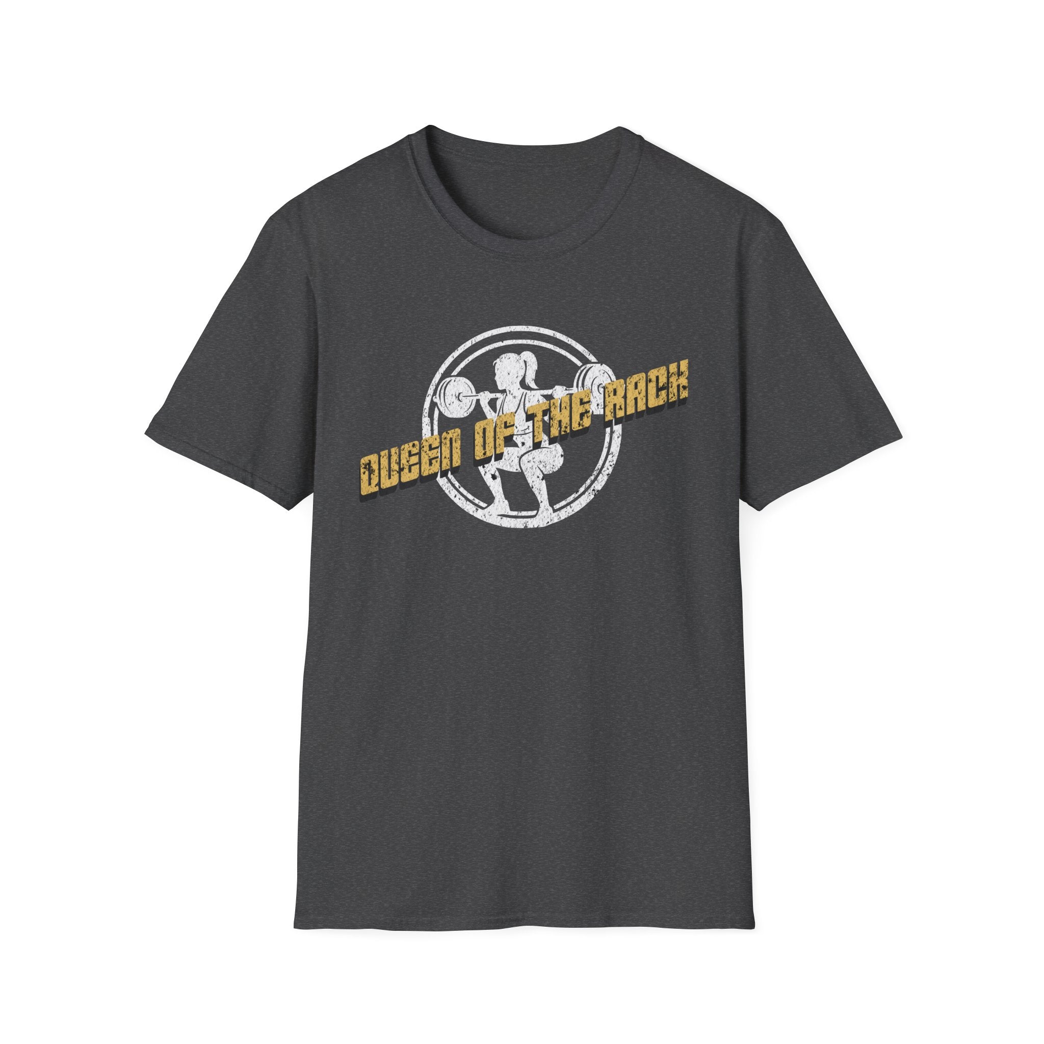 Queen of the Rack Weightlifting T-Shirt — Women's Barbell Squat Gym Tee