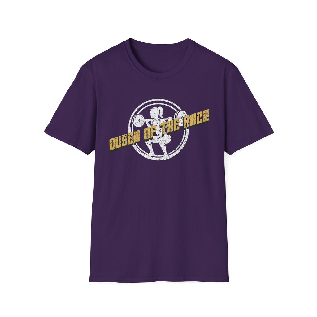 Queen of the Rack Weightlifting T-Shirt — Women's Barbell Squat Gym Tee