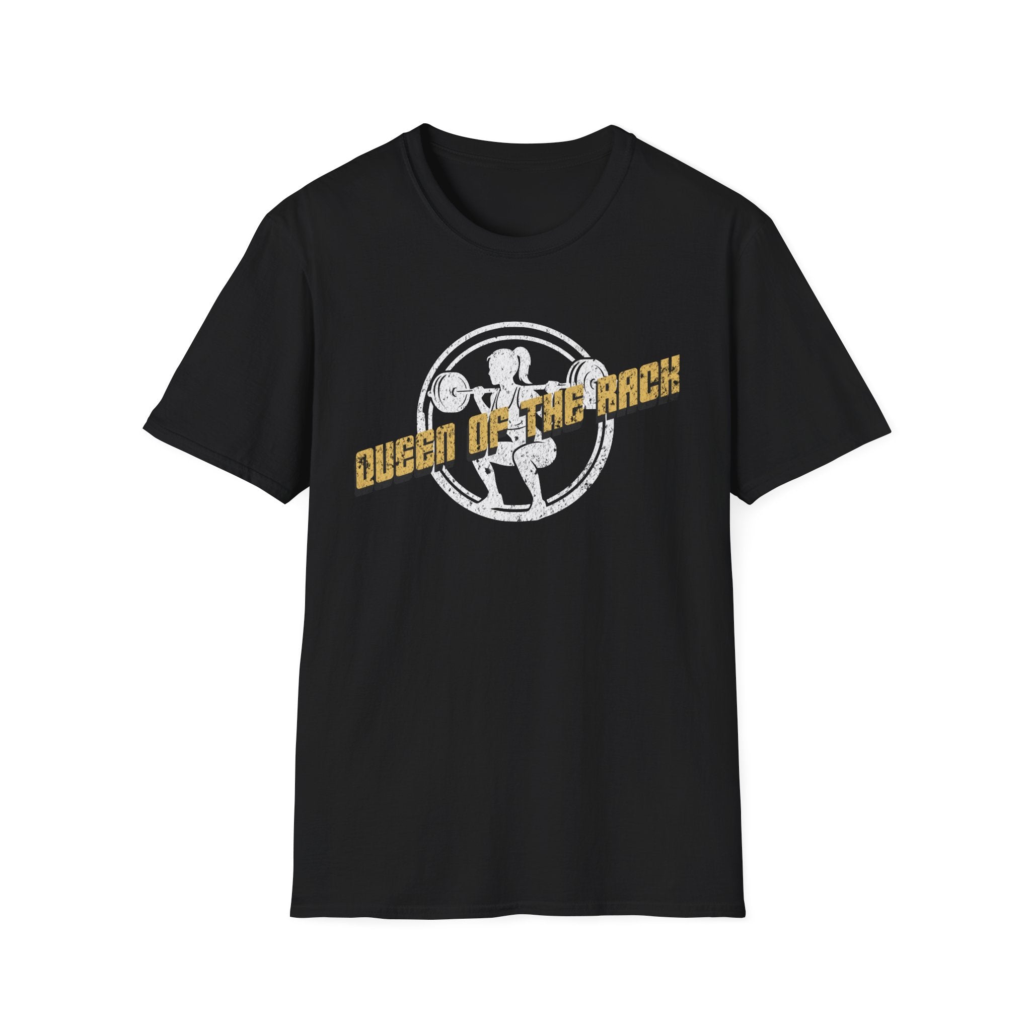Queen of the Rack Weightlifting T-Shirt — Women's Barbell Squat Gym Tee