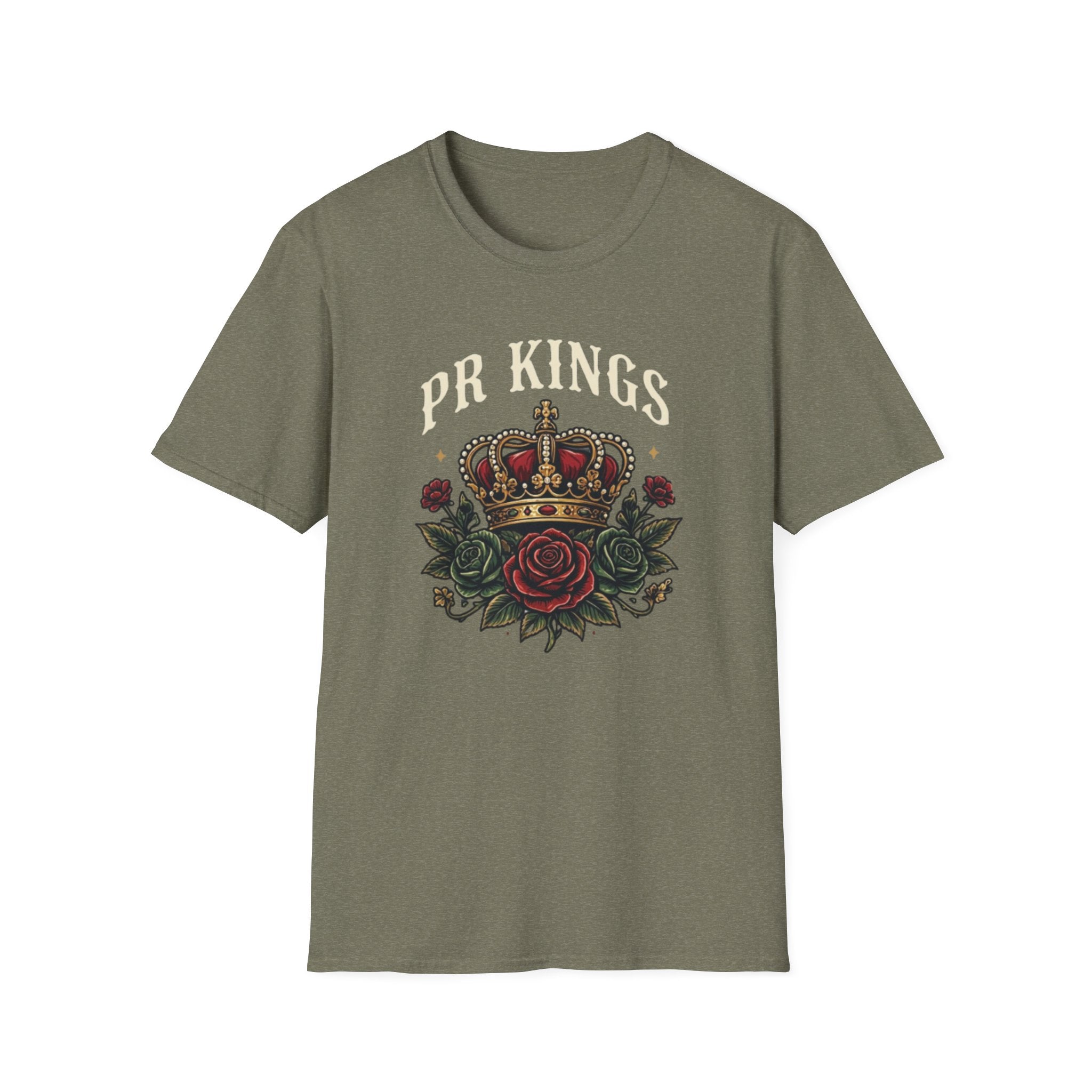 PR Kings Crown T‑Shirt — Vintage Rose Crest Graphic Tee