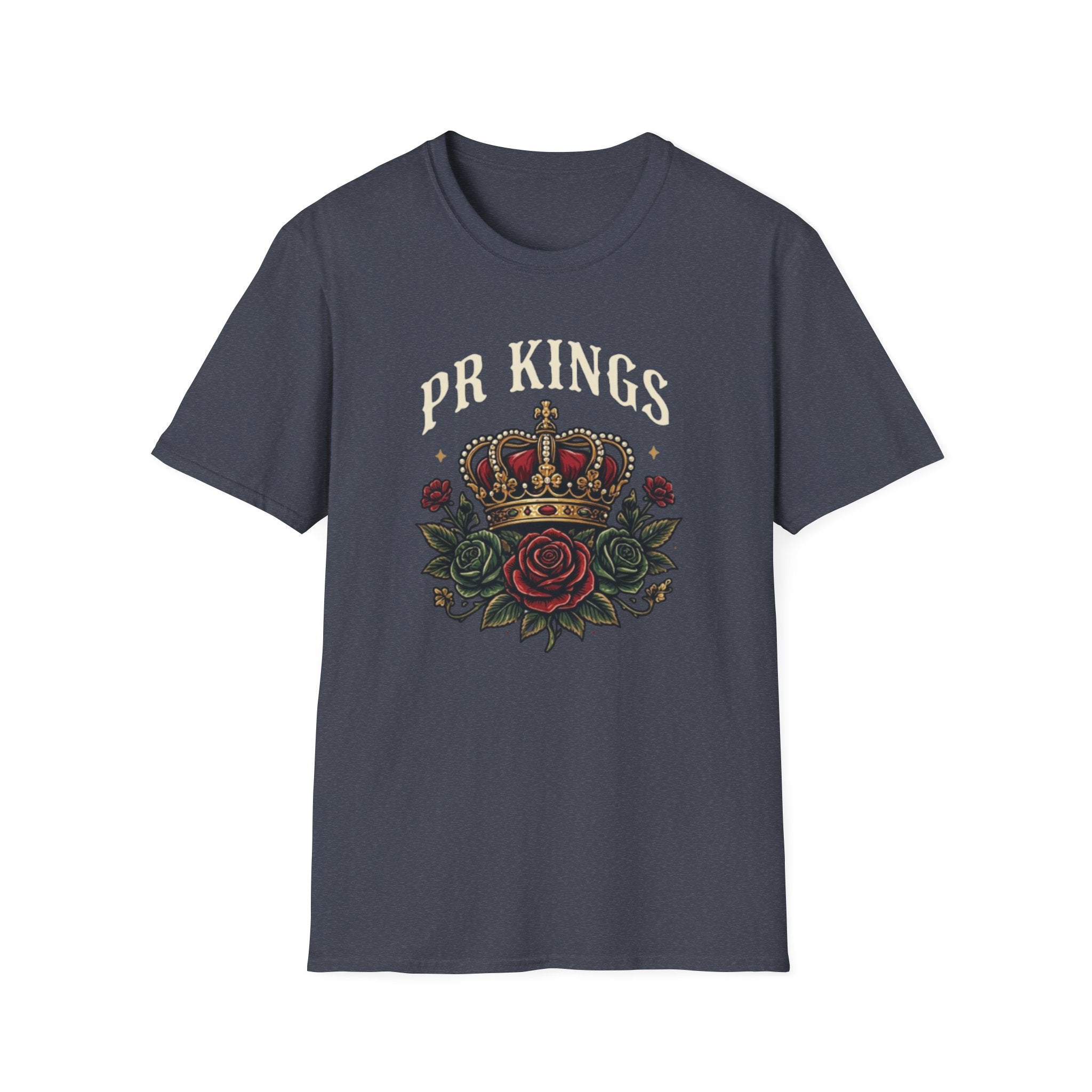 PR Kings Crown T‑Shirt — Vintage Rose Crest Graphic Tee
