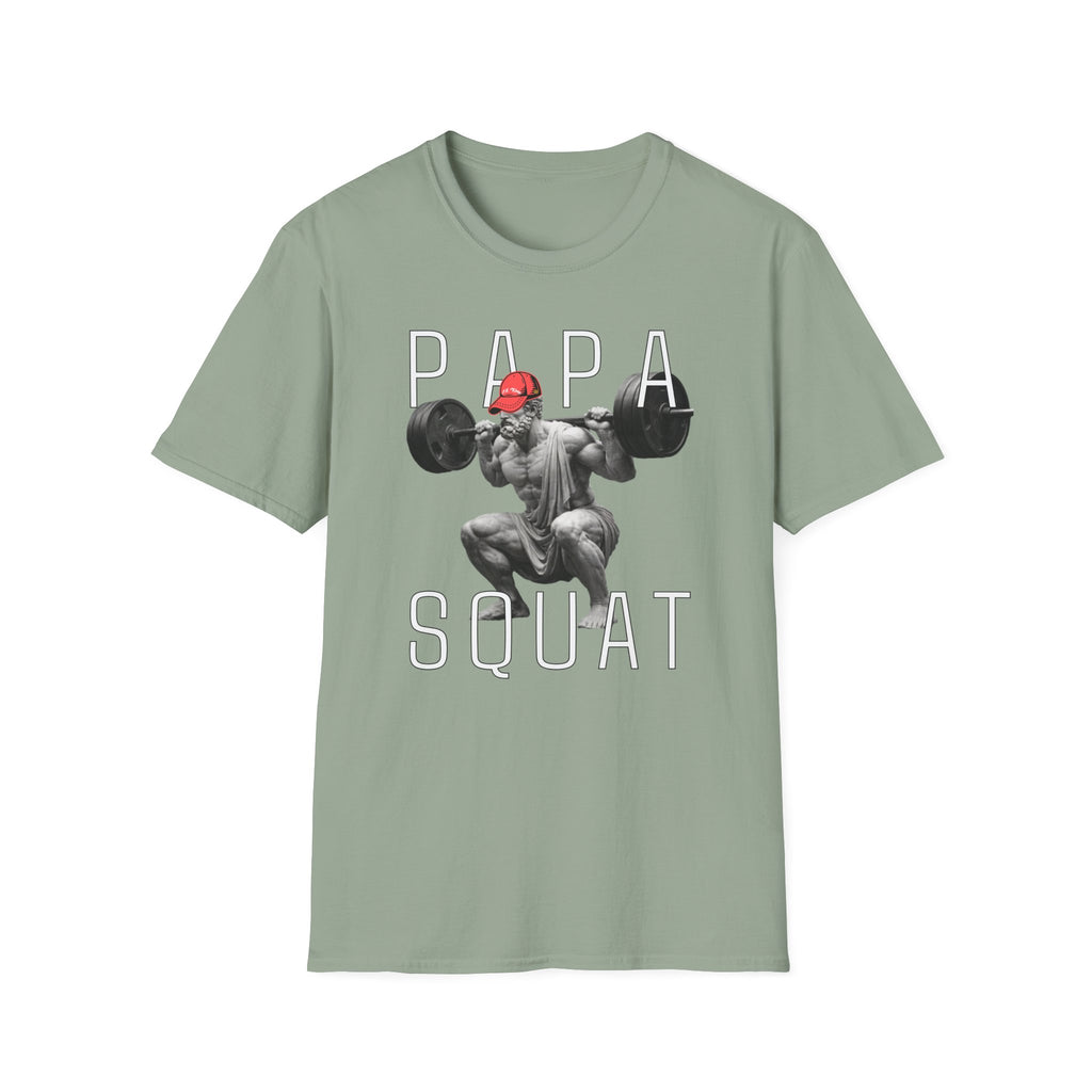 Papa Squat T-Shirt — Funny Weightlifting Dad Tee for Fitness Fathers