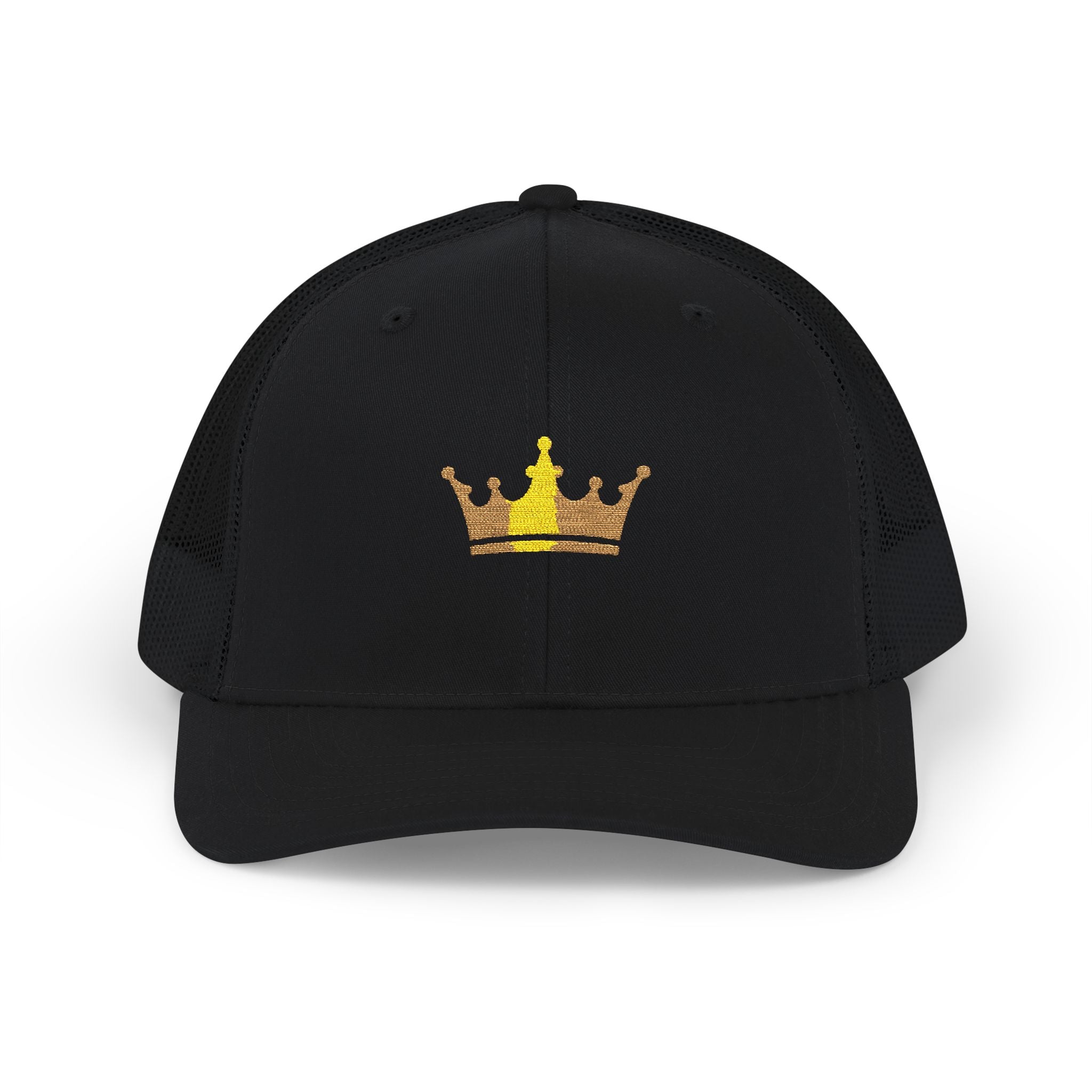 Crown Patch Trucker Cap – Gold Crown Snapback Hat