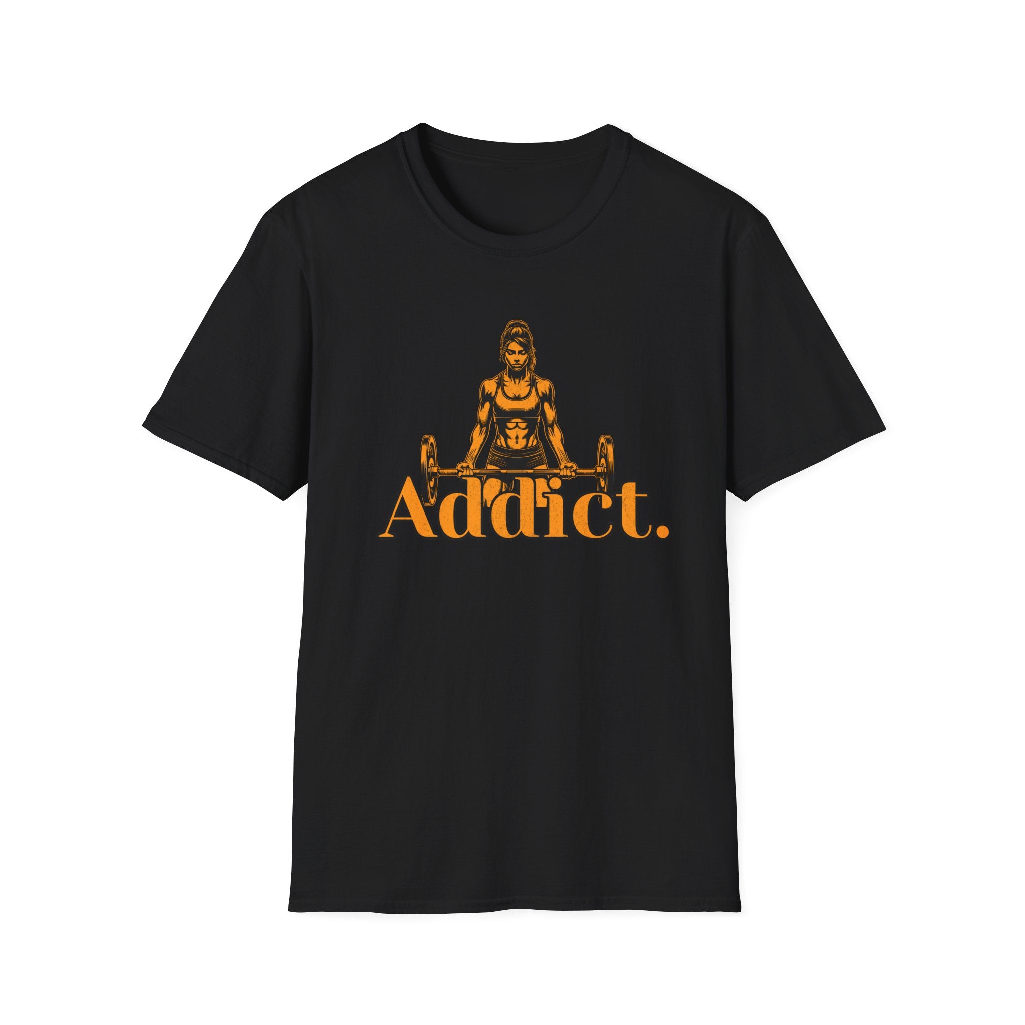 T-Shirt — "Addict" Weightlifting Graphic Tee (Women's Lifter Design)