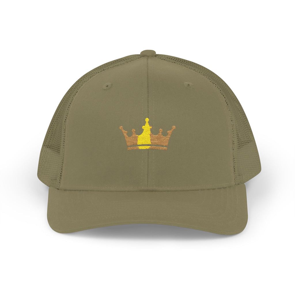 Crown Patch Trucker Cap – Gold Crown Snapback Hat