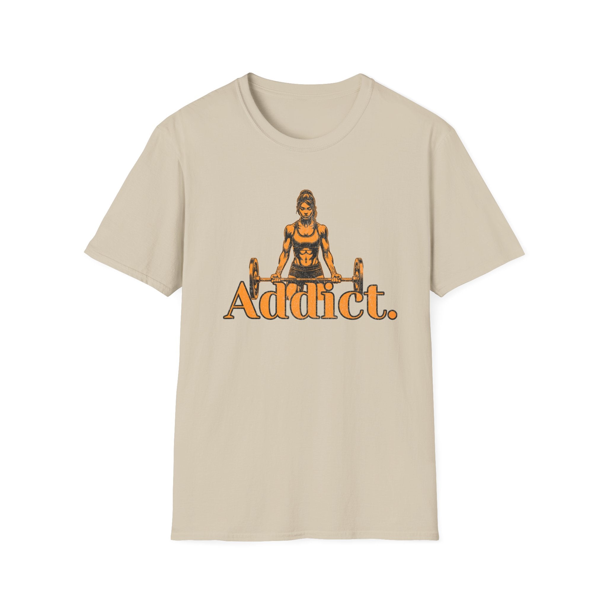 T-Shirt — "Addict" Weightlifting Graphic Tee (Women's Lifter Design)