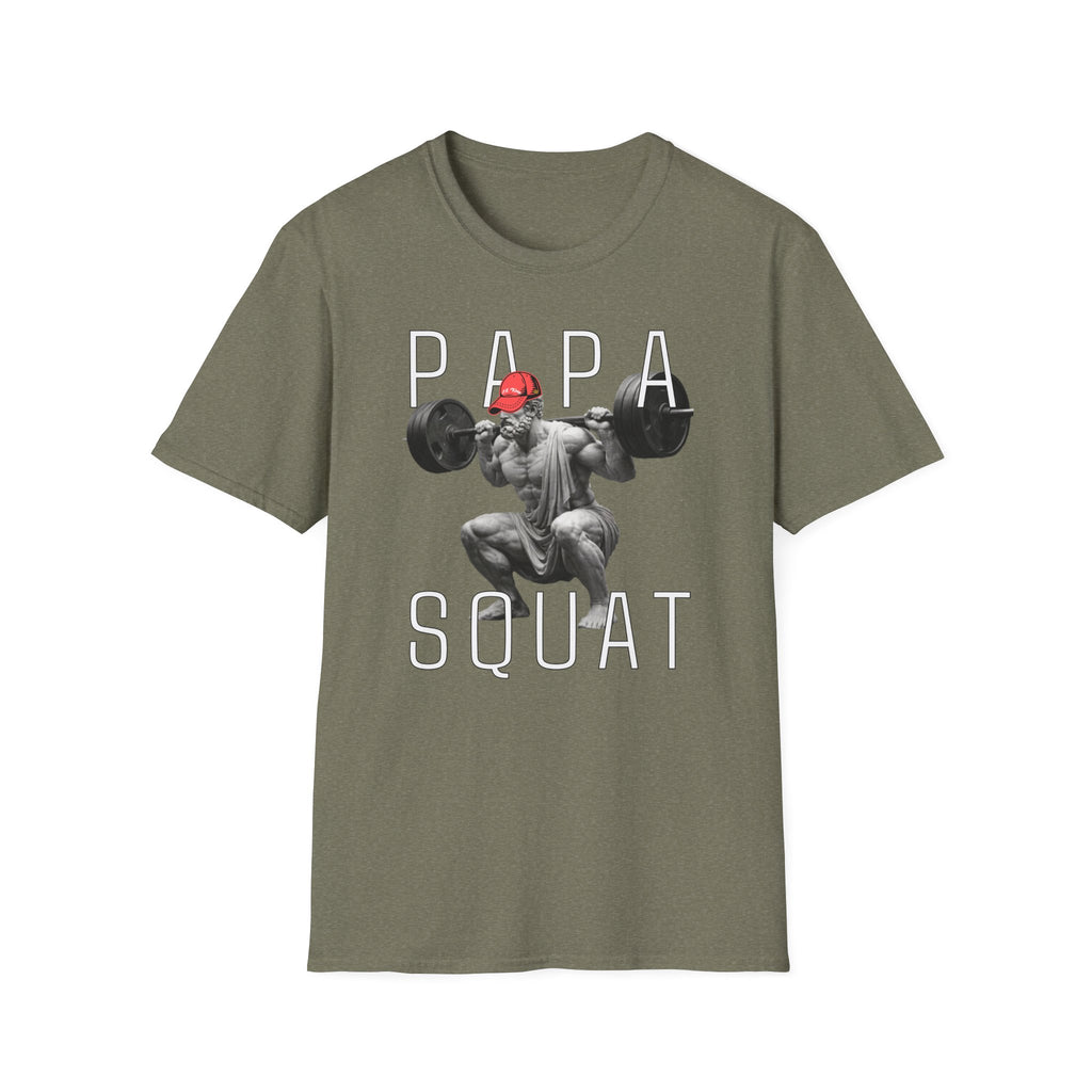 Papa Squat T-Shirt — Funny Weightlifting Dad Tee for Fitness Fathers
