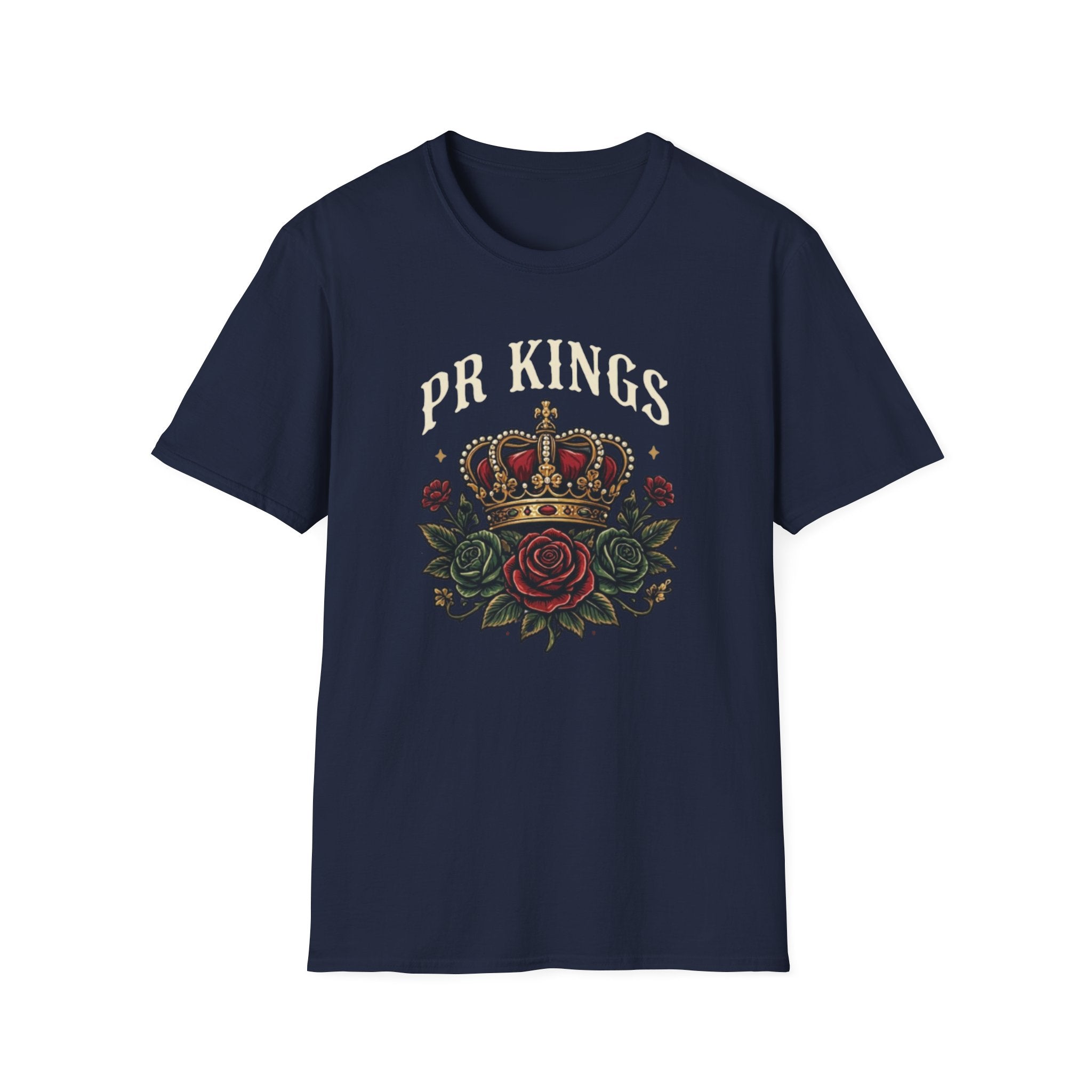 PR Kings Crown T‑Shirt — Vintage Rose Crest Graphic Tee