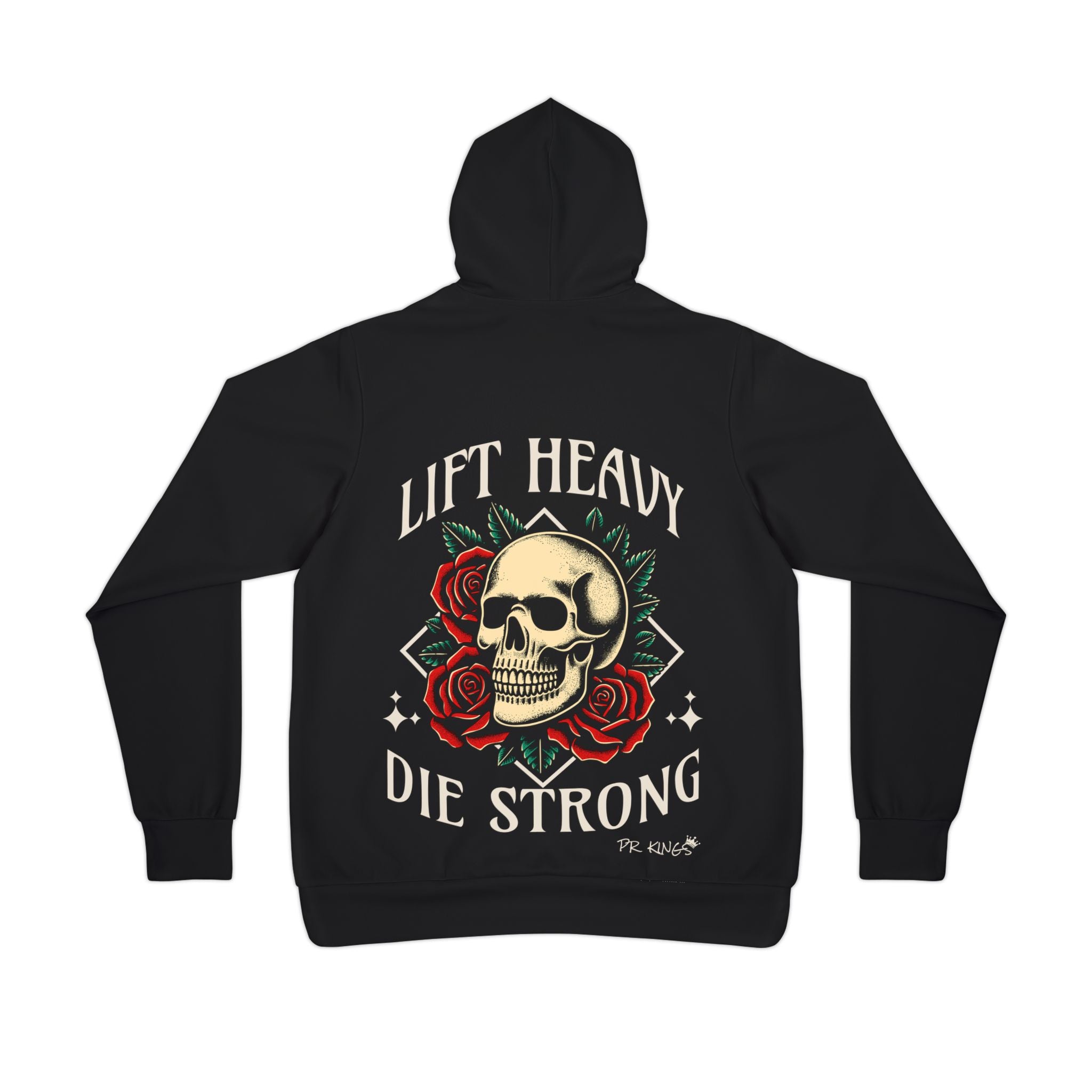 Athletic Hoodie — "Lift Heavy, Die Strong" Skull & Roses Fitness Hoodie